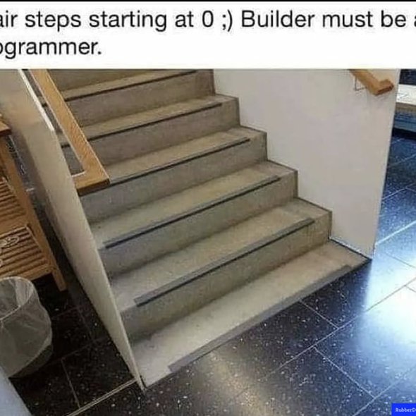 Stair steps start at zero? How strange. Builder must be a programmer!