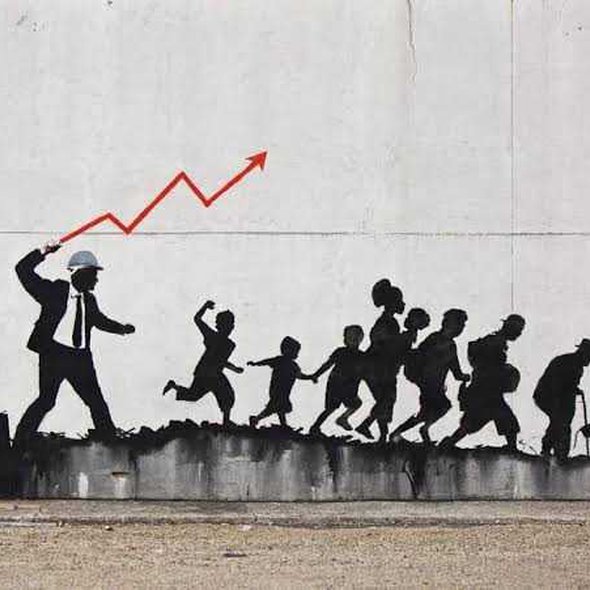 Banksy Assails the Wickedness of Wall Street
