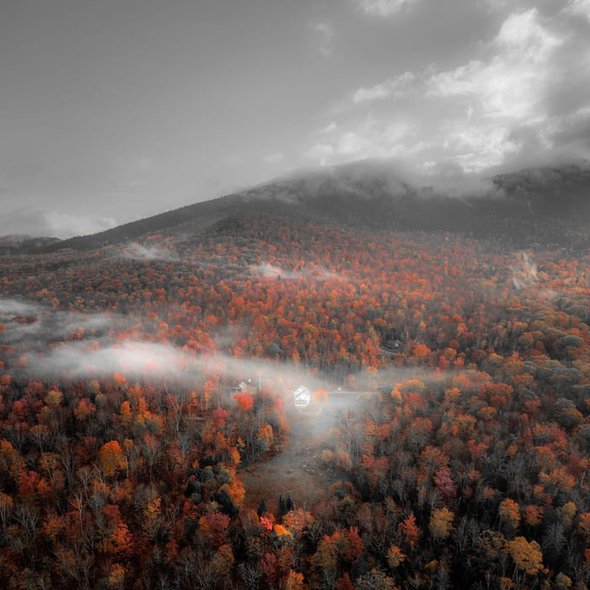 Foggy Fall Morning in New Hampshire