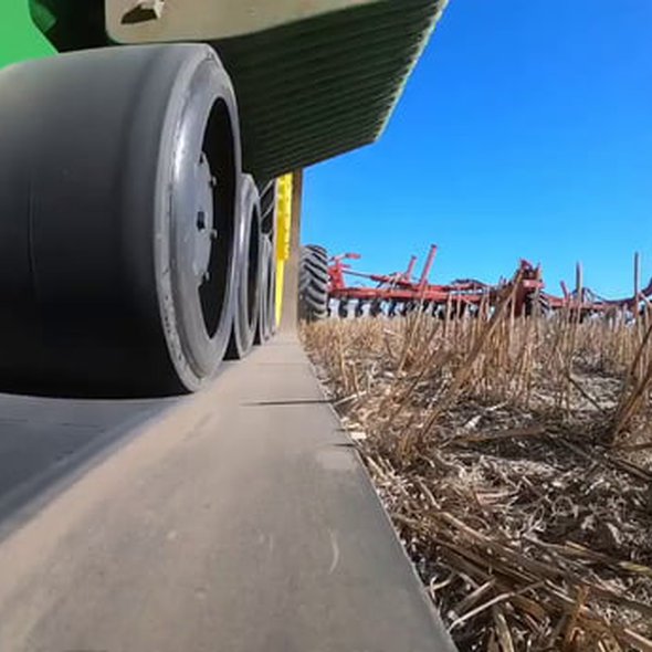 View of a track on a tractor