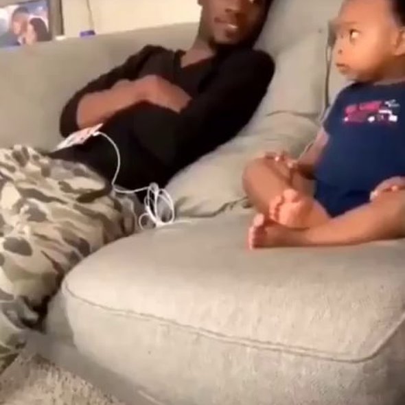 Dad having a conversation with his baby