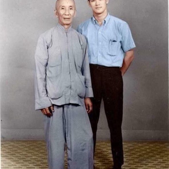 18 year old Bruce Lee with his master Ip Man,1958