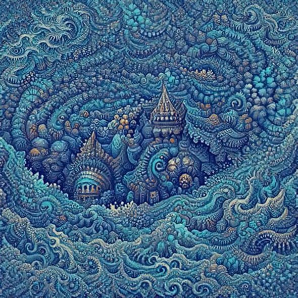 A Psychedelic A.I. Generated Whirlpool Leading To Atlantis
